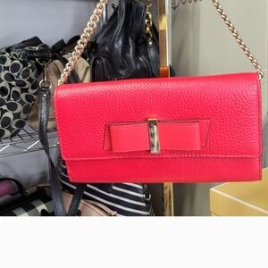 Kate Spade Vibrant Pink Clutch with Gold Accent